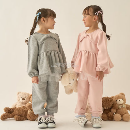 日本童裝 Ly# mine 蝴蝶結領荷葉上衣 100-150cm 女童款 冬季 TOPS