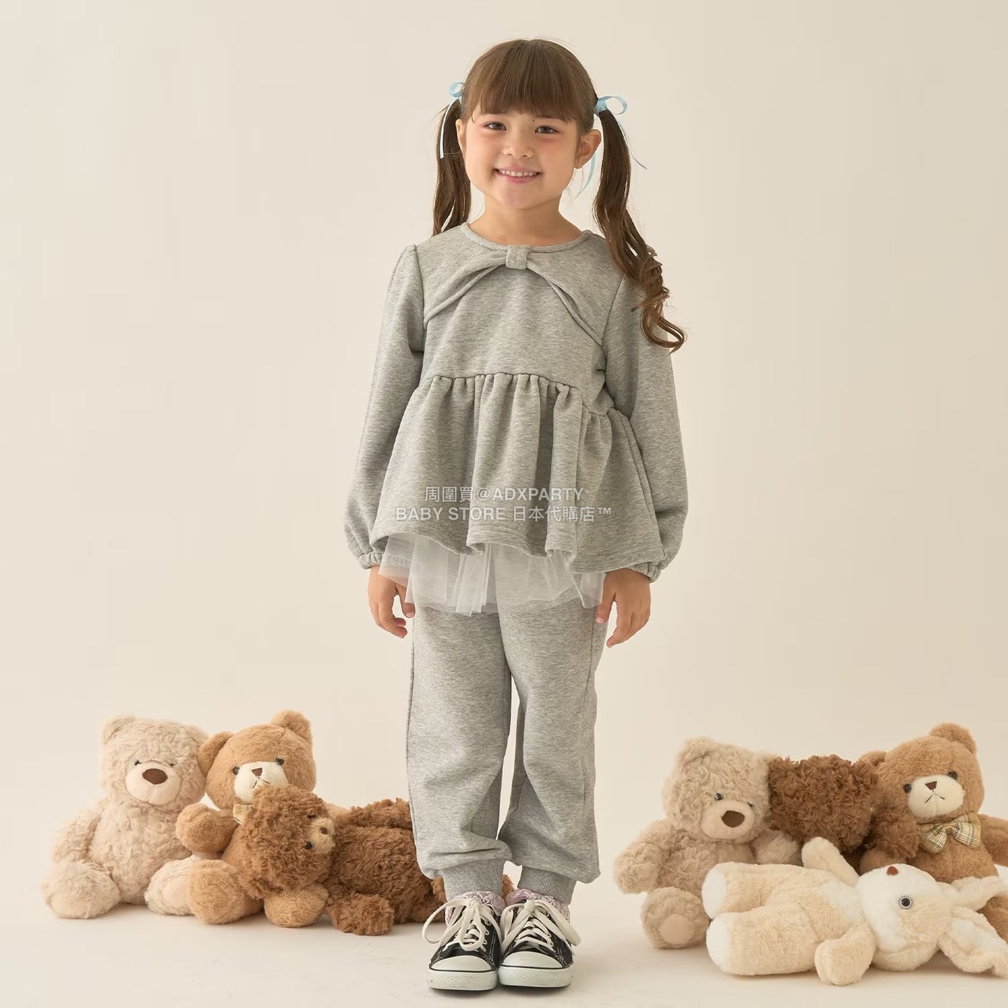 日本童裝 Ly# mine 蝴蝶結領荷葉上衣 100-150cm 女童款 冬季 TOPS