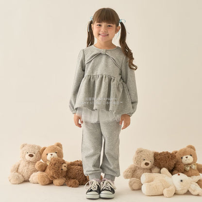 日本童裝 Ly# mine 蝴蝶結領荷葉上衣 100-150cm 女童款 冬季 TOPS