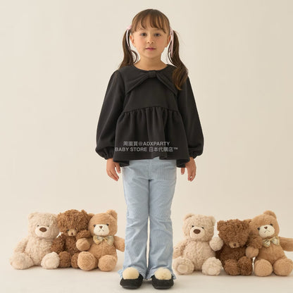 日本童裝 Ly# mine 蝴蝶結領荷葉上衣 100-150cm 女童款 冬季 TOPS