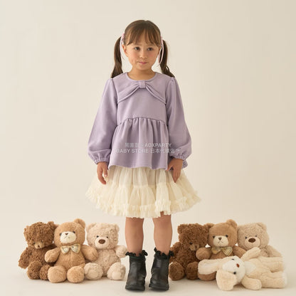 日本童裝 Ly# mine 蝴蝶結領荷葉上衣 100-150cm 女童款 冬季 TOPS