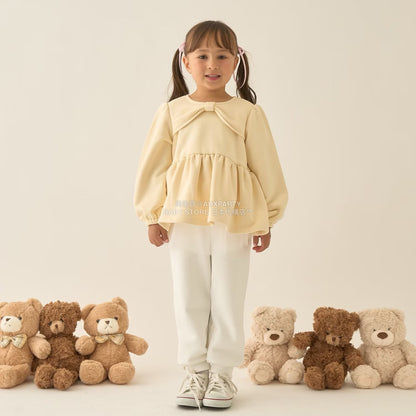 日本童裝 Ly# mine 蝴蝶結領荷葉上衣 100-150cm 女童款 冬季 TOPS