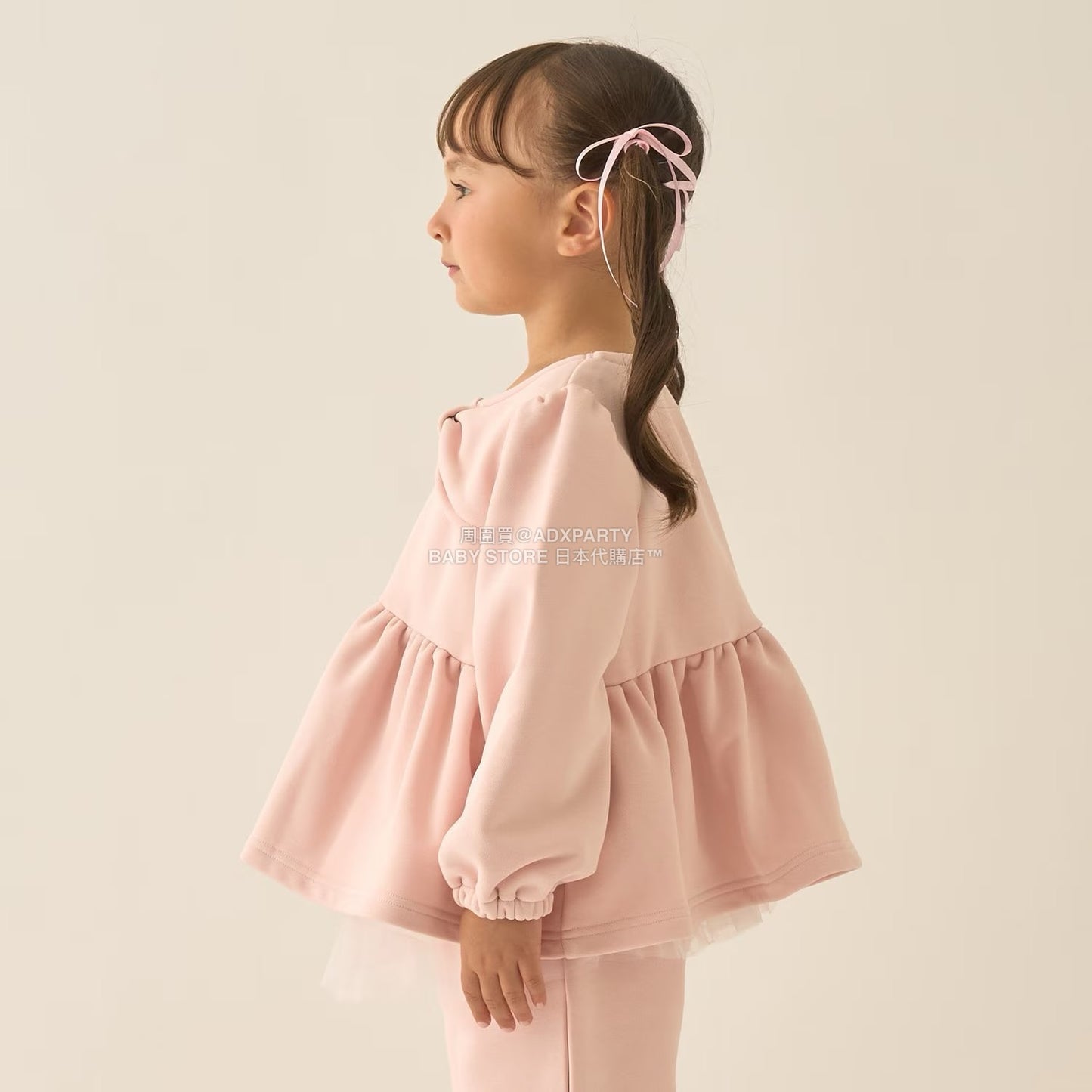 日本童裝 Ly# mine 蝴蝶結領荷葉上衣 100-150cm 女童款 冬季 TOPS