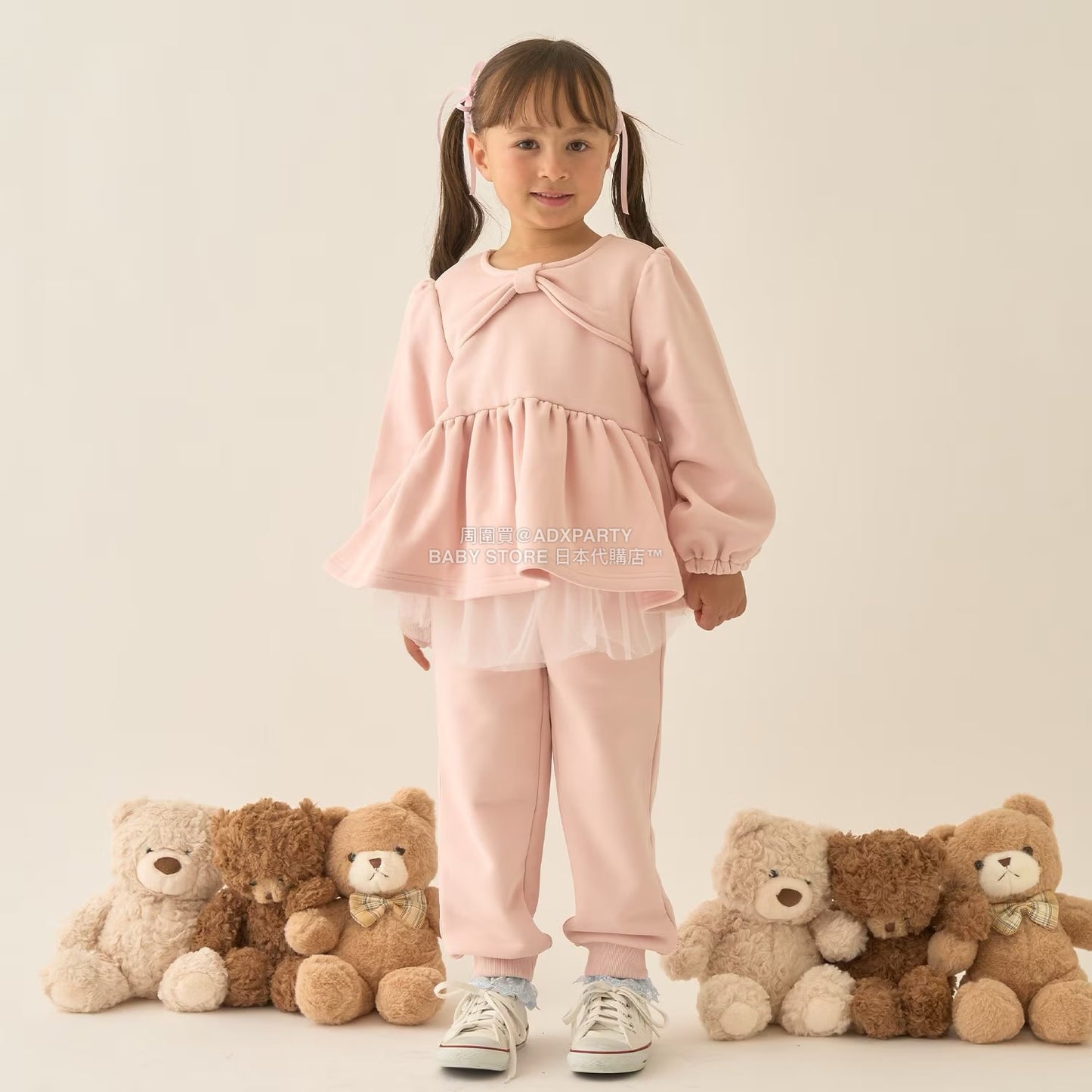 日本童裝 Ly# mine 蝴蝶結領荷葉上衣 100-150cm 女童款 冬季 TOPS