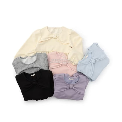 日本童裝 Ly# mine 蝴蝶結領荷葉上衣 100-150cm 女童款 冬季 TOPS