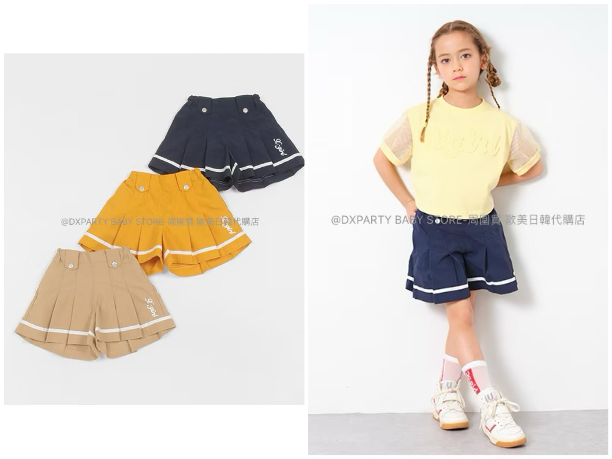 日本童裝 X-girl 百摺裙褲 100-140cm 女童款 夏季 SKIRTS  PANTS