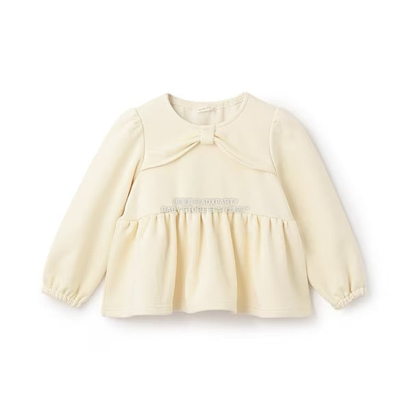 日本童裝 Ly# mine 蝴蝶結領荷葉上衣 100-150cm 女童款 冬季 TOPS