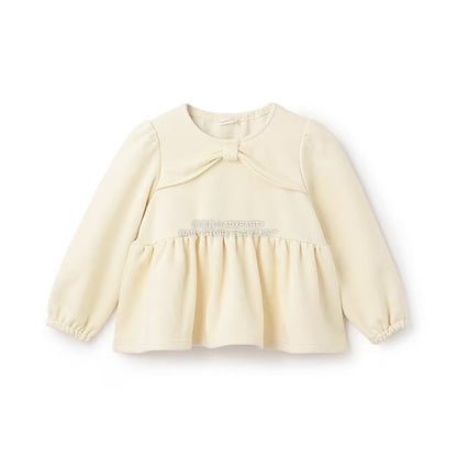 日本童裝 Ly# mine 蝴蝶結領荷葉上衣 100-150cm 女童款 冬季 TOPS
