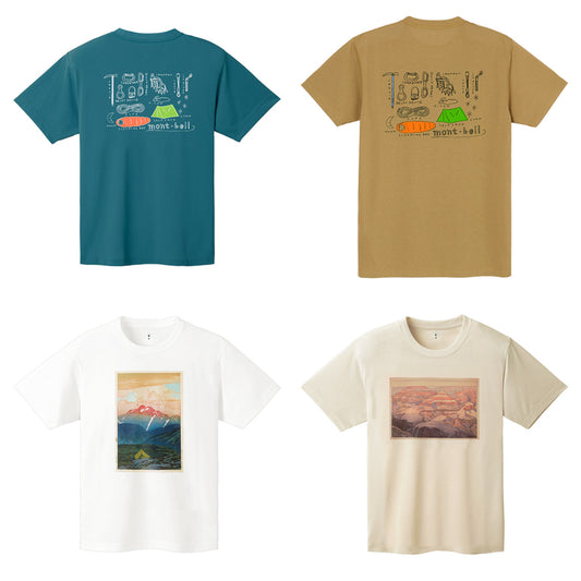 Japanese children's clothing mont-bell UV protection / water absorption and quick drying / durable / breathable / odor suppression mountain equipment / Jianshan Morning Light / Grand Canyon pattern top XS-XL adult summer TOPS 