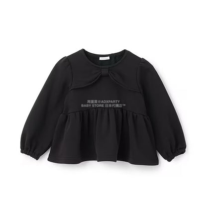 日本童裝 Ly# mine 蝴蝶結領荷葉上衣 100-150cm 女童款 冬季 TOPS