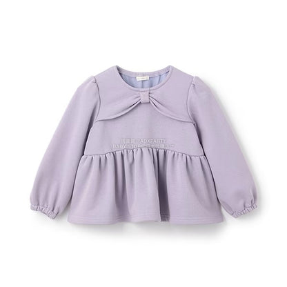 日本童裝 Ly# mine 蝴蝶結領荷葉上衣 100-150cm 女童款 冬季 TOPS