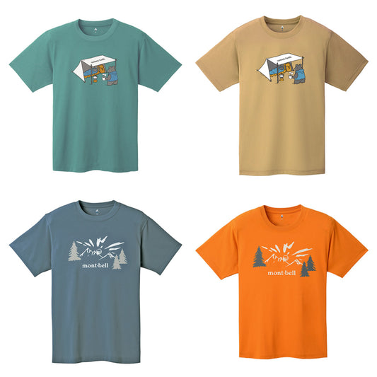 Japanese children's clothing mont-bell UV protection / quick-drying / durable / breathable / odor suppression Bear Camp / Asahi pattern top XS-XL adult summer TOPS 