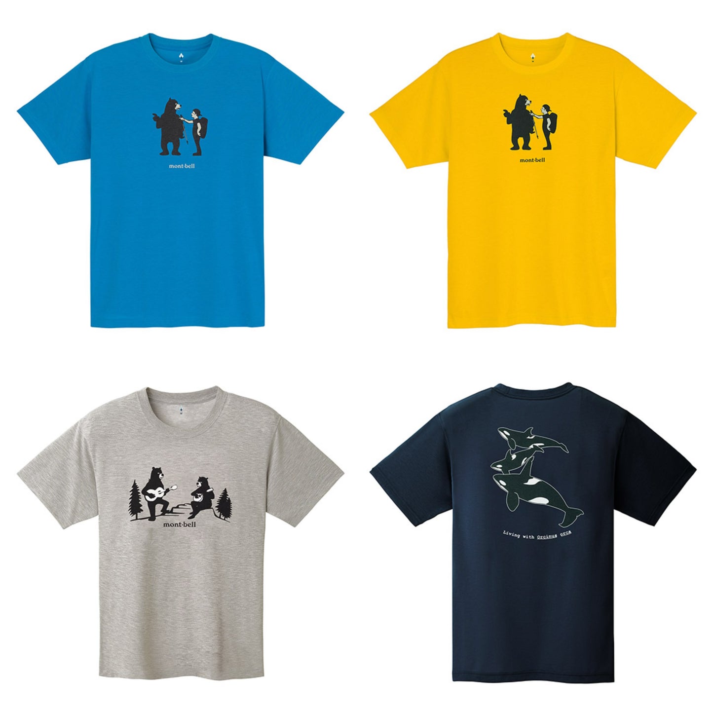 Japanese children's clothing mont-bell UV protection / quick-drying / durable / breathable / odor suppression route asking / forest show / Hokkaido killer whale pattern top XS-XL adult summer TOPS 