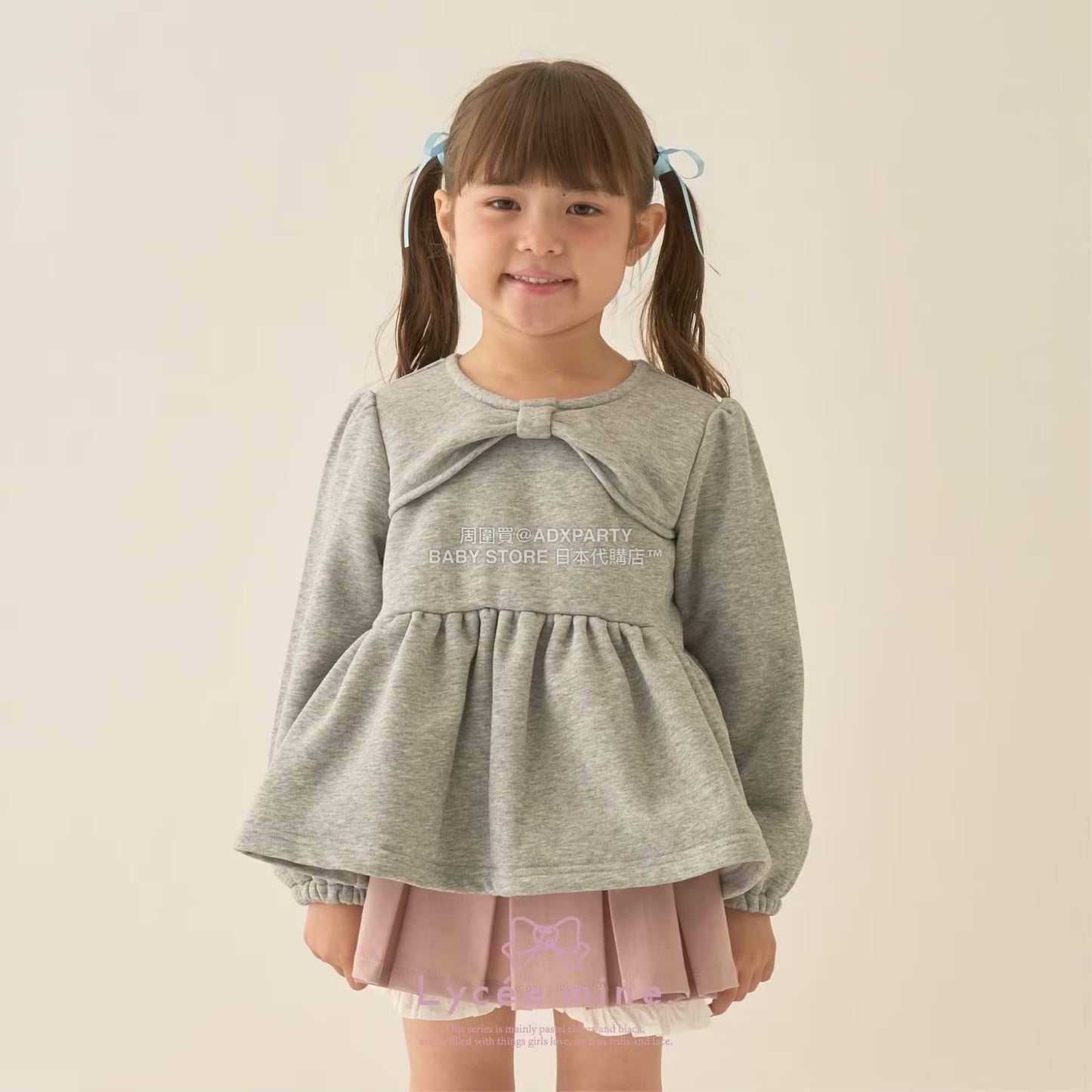 日本童裝 Ly# mine 蝴蝶結領荷葉上衣 100-150cm 女童款 冬季 TOPS