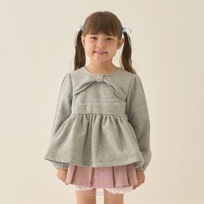 日本童裝 Ly# mine 蝴蝶結領荷葉上衣 100-150cm 女童款 冬季 TOPS