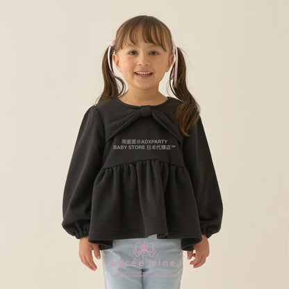日本童裝 Ly# mine 蝴蝶結領荷葉上衣 100-150cm 女童款 冬季 TOPS