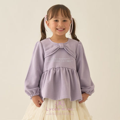 日本童裝 Ly# mine 蝴蝶結領荷葉上衣 100-150cm 女童款 冬季 TOPS