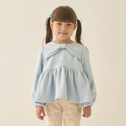 日本童裝 Ly# mine 蝴蝶結領荷葉上衣 100-150cm 女童款 冬季 TOPS