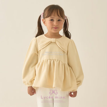 日本童裝 Ly# mine 蝴蝶結領荷葉上衣 100-150cm 女童款 冬季 TOPS