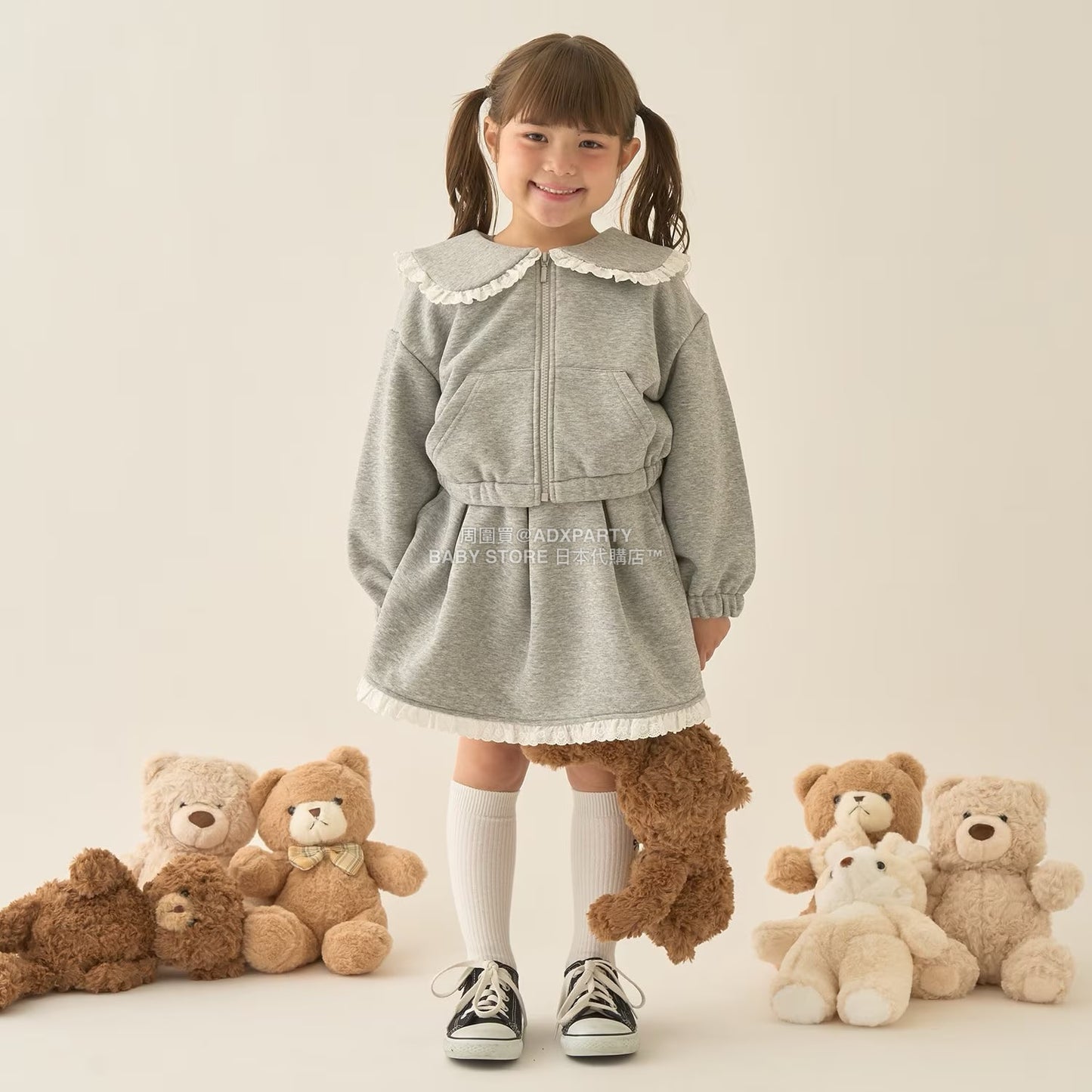 日本童裝 Ly# mine 水手領拉鍊衛衣外套 100-150cm 女童款 冬季 OUTERWEAR