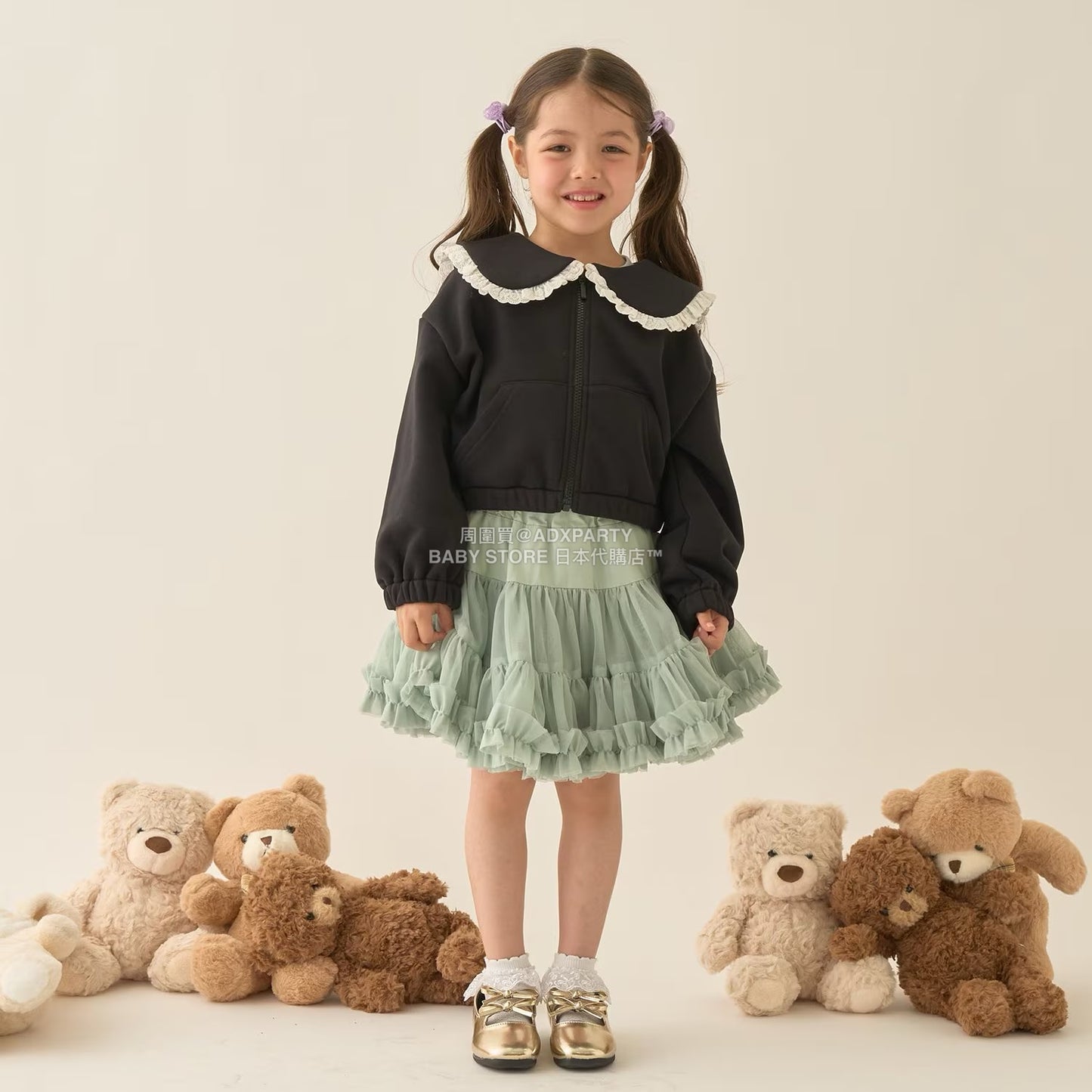 日本童裝 Ly# mine 水手領拉鍊衛衣外套 100-150cm 女童款 冬季 OUTERWEAR