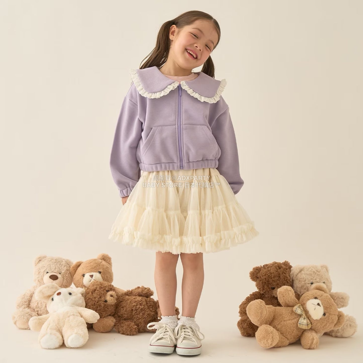 日本童裝 Ly# mine 水手領拉鍊衛衣外套 100-150cm 女童款 冬季 OUTERWEAR