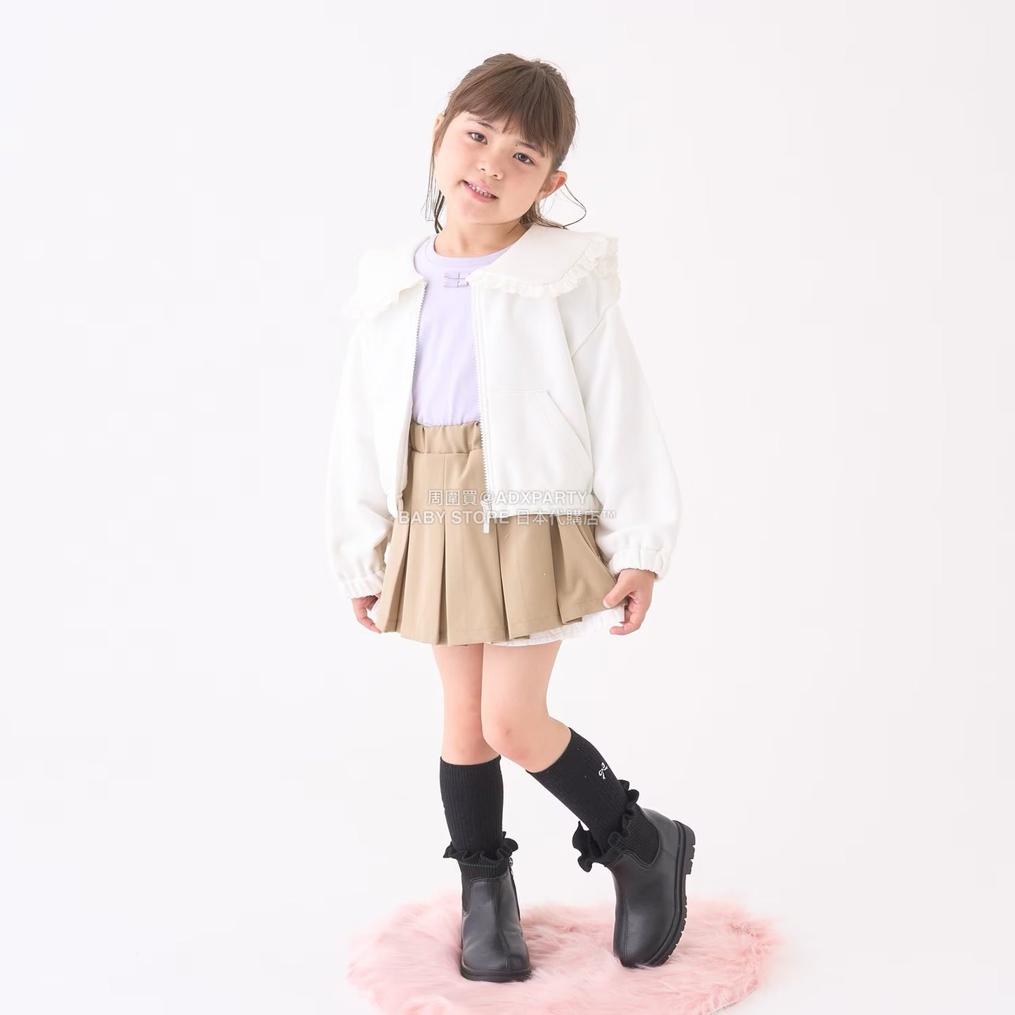 日本童裝 Ly# mine 水手領拉鍊衛衣外套 100-150cm 女童款 冬季 OUTERWEAR