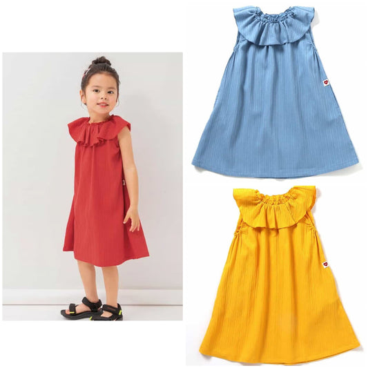 日本童裝 BREEZE 荷葉邊領連身裙 80-140cm 女童款 夏季 DRESSES