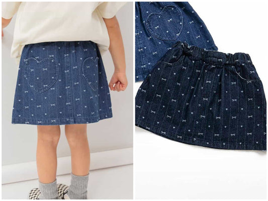 日本童裝 BREEZE 牛仔提花短裙 80-140cm 女童款 夏季 SKIRTS