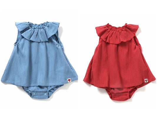 日本童裝 BREEZE 荷葉領連衣 70-80cm 女童款 夏季 Jumpsuit