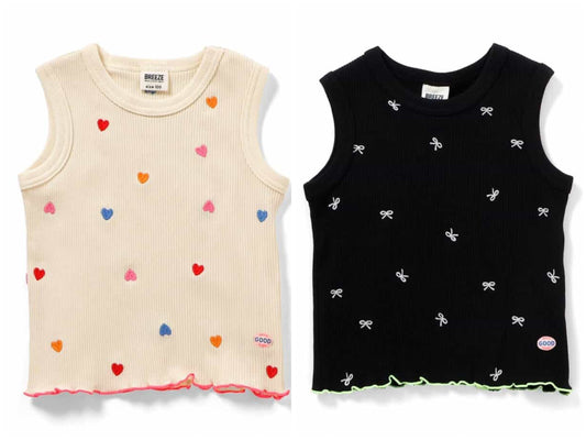 日本童裝 BREEZE 刺繡羅紋背心 80-140cm 女童款 夏季 TOPS