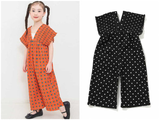 日本童裝 BREEZE V領連體褲 80-140cm 女童款 夏季 Jumpsuit