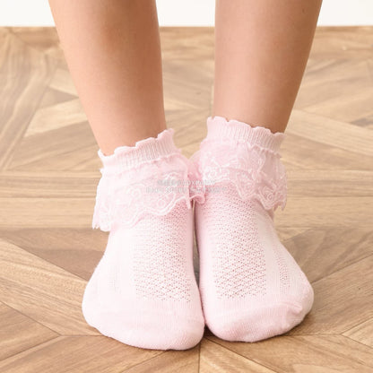 日本直送 Lycee mine 蕾絲短襪一對 15-19cm 襪系列