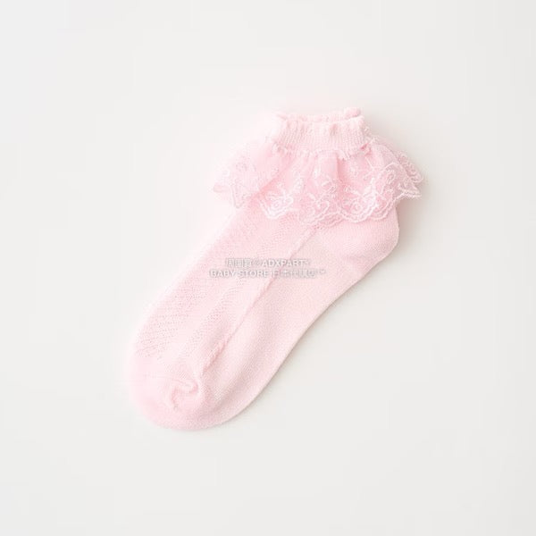 日本直送 Lycee mine 蕾絲短襪一對 15-19cm 襪系列