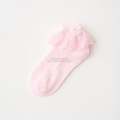 日本直送 Lycee mine 蕾絲短襪一對 15-19cm 襪系列