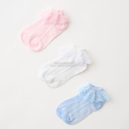 日本直送 Lycee mine 蕾絲短襪一對 15-19cm 襪系列
