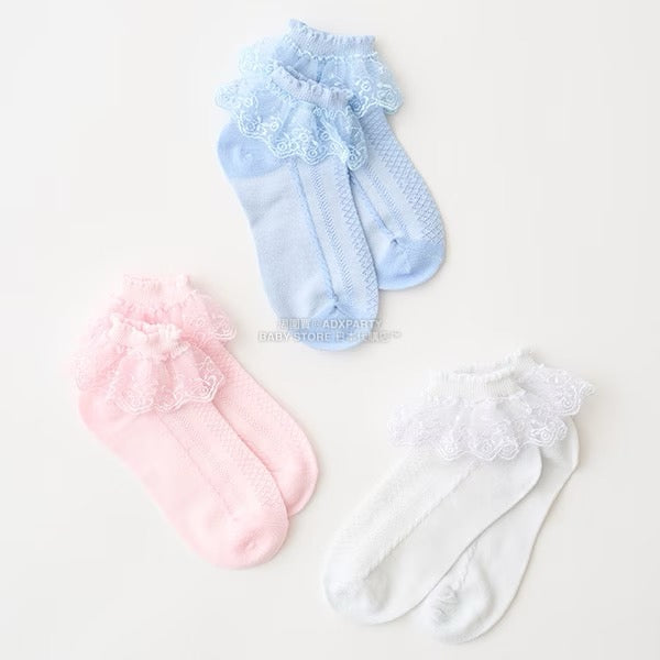 日本直送 Lycee mine 蕾絲短襪一對 15-19cm 襪系列