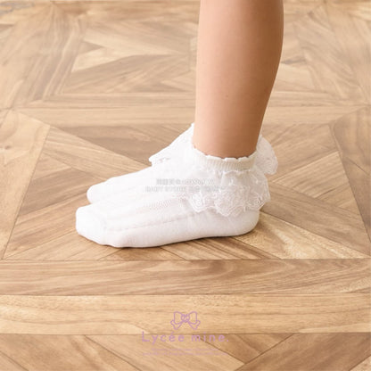 日本直送 Lycee mine 蕾絲短襪一對 15-19cm 襪系列