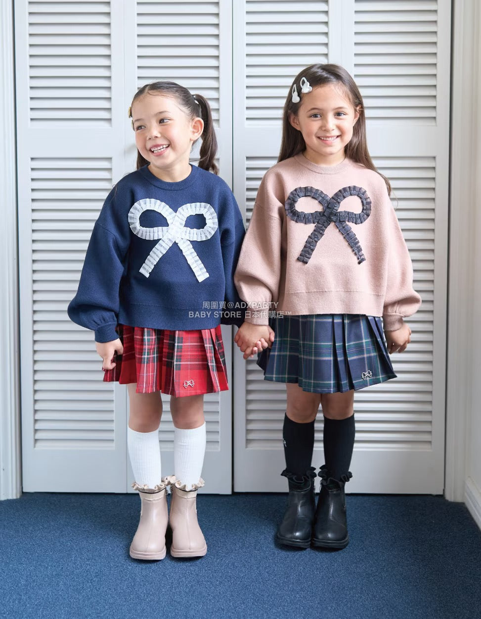 日本直送 Lycee mine 蝶結刺繡及膝襪一對 14-20cm 襪系列