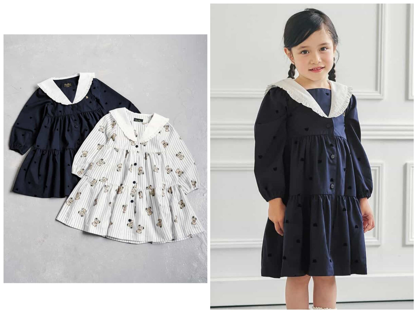 日本童裝 apres les cours x tiny bear 連第裙 90-120cm 女童款 冬季 DRESSES 面試/宴會/表演 兒童服飾