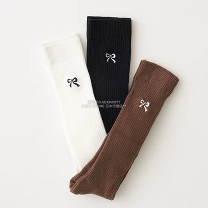 日本直送 Lycee mine 蝶結刺繡及膝襪一對 14-20cm 襪系列