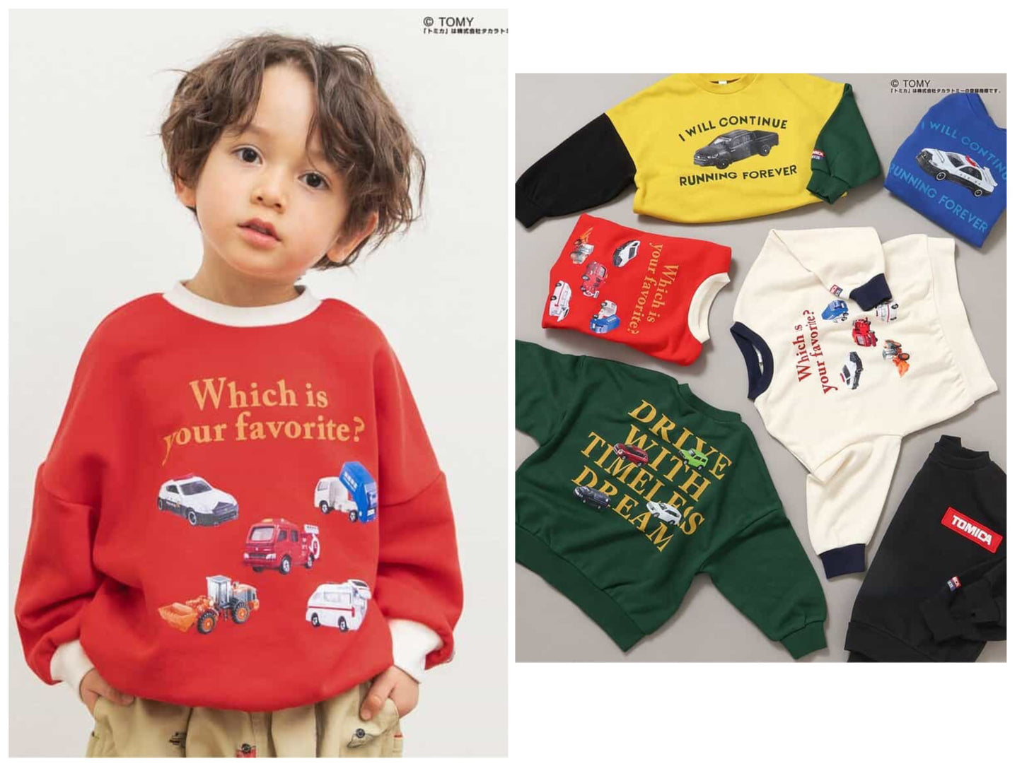 日本童裝 BREEZE x TOMICA 衛衣 80-130cm 男童款 冬季 TOPS 聖誕紅/新年紅