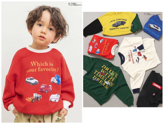 日本童裝 BREEZE x TOMICA 衛衣 80-130cm 男童款 冬季 TOPS 聖誕紅/新年紅