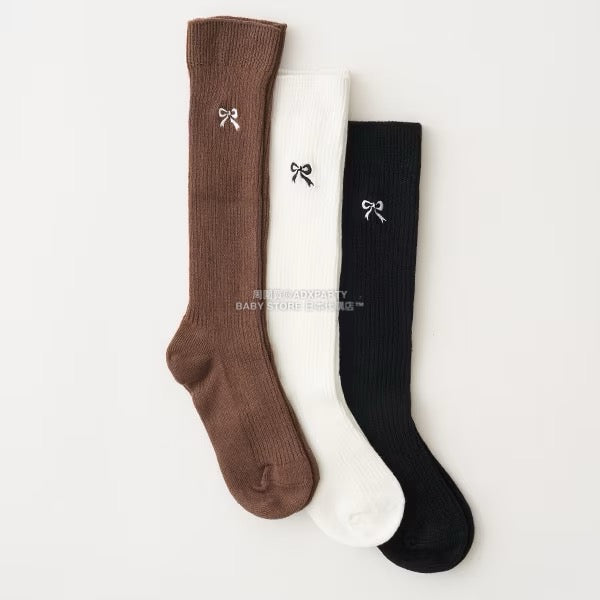 日本直送 Lycee mine 蝶結刺繡及膝襪一對 14-20cm 襪系列