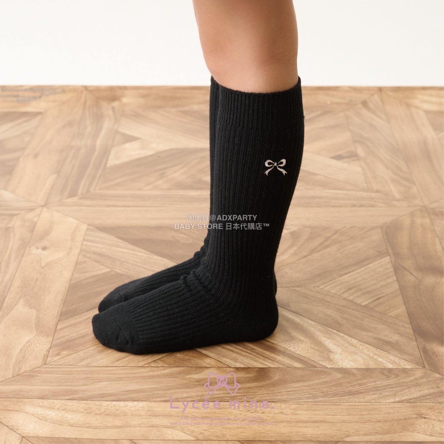 日本直送 Lycee mine 蝶結刺繡及膝襪一對 14-20cm 襪系列
