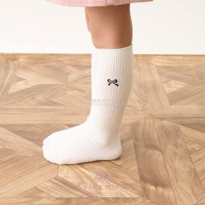 日本直送 Lycee mine 蝶結刺繡及膝襪一對 14-20cm 襪系列