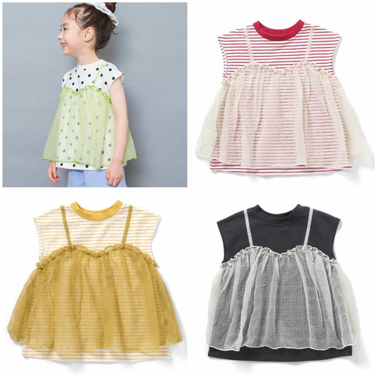 日本童裝 BREEZE 薄紗法式袖上衣 80-140cm 女童款 TOPS 夏季