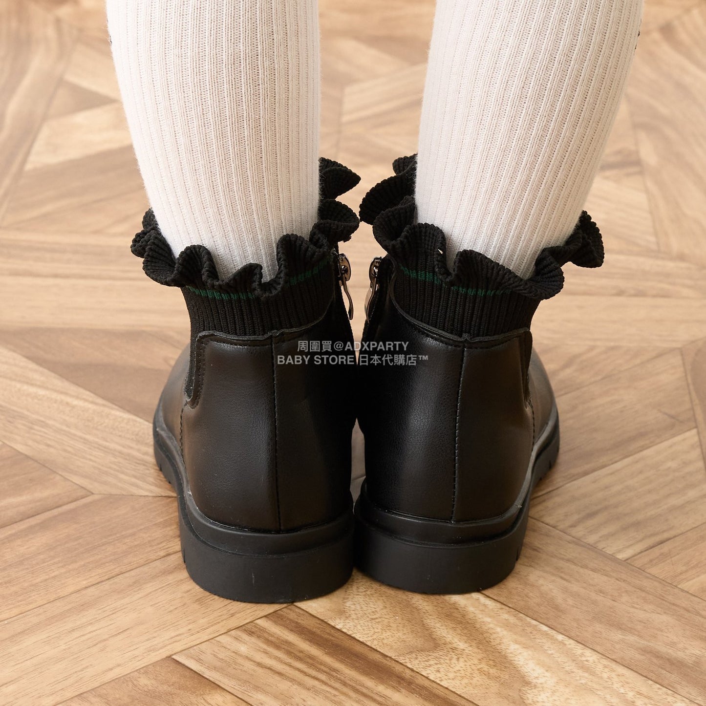 日本直送 Lycee mine 荷葉邊羅紋側拉鍊短靴 18-21cm 鞋系列 其他品牌