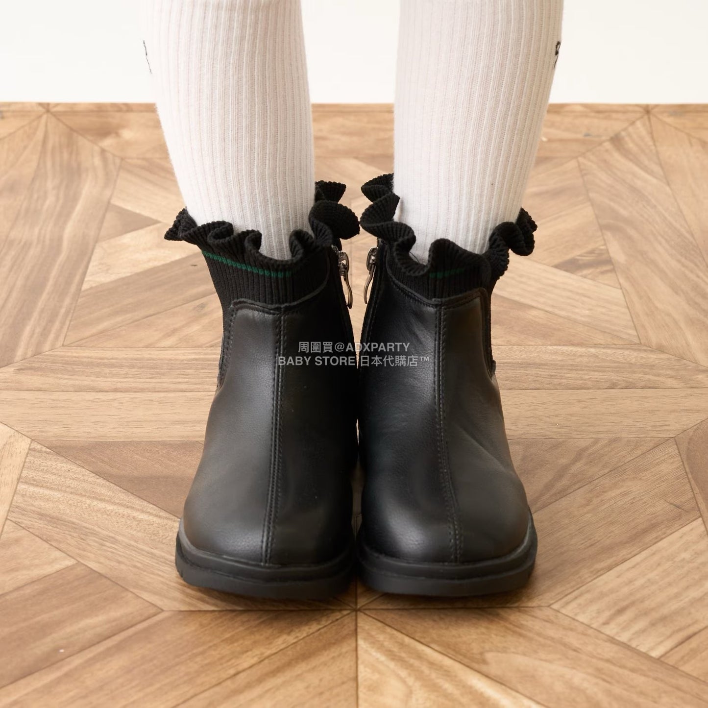 日本直送 Lycee mine 荷葉邊羅紋側拉鍊短靴 18-21cm 鞋系列 其他品牌