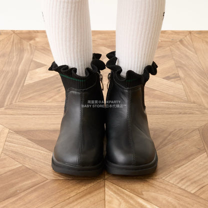 日本直送 Lycee mine 荷葉邊羅紋側拉鍊短靴 18-21cm 鞋系列 其他品牌